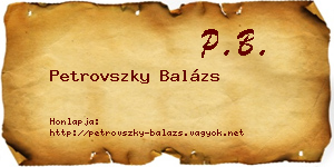 Petrovszky Balázs névjegykártya